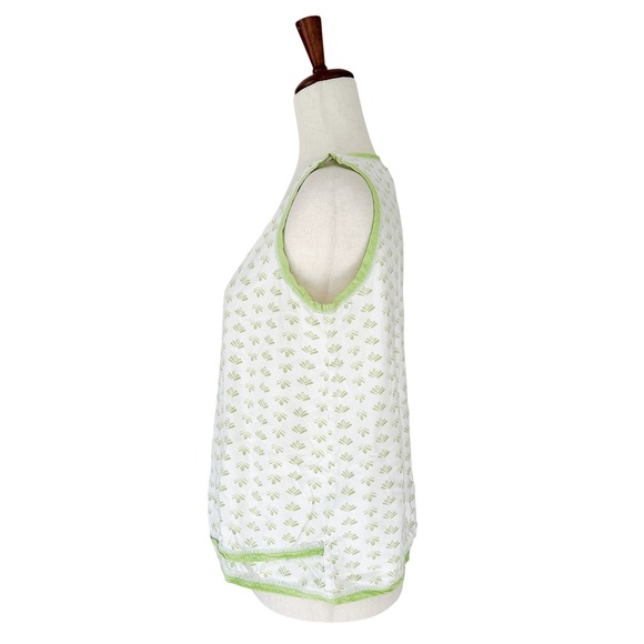 Garnet Hill‎ Green Women's Pajama Top Small 100% Cotton Green Print Sleeveless - Picture 6 of 12